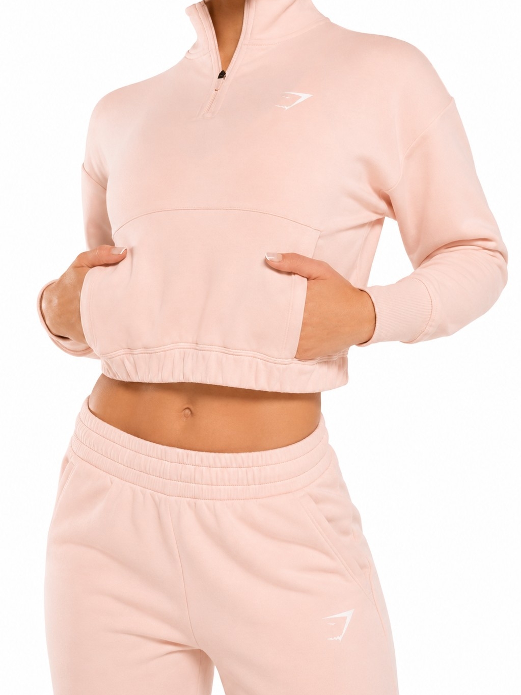 Gymshark Pippa Training 1/4 Zip Cropped Pullover Blush Pink Size S Athleisure